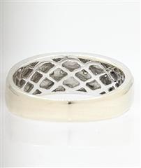14K 8.9g Solid White Gold Diamond Channel Beaded Wedding Band Men Ring Size-10.5